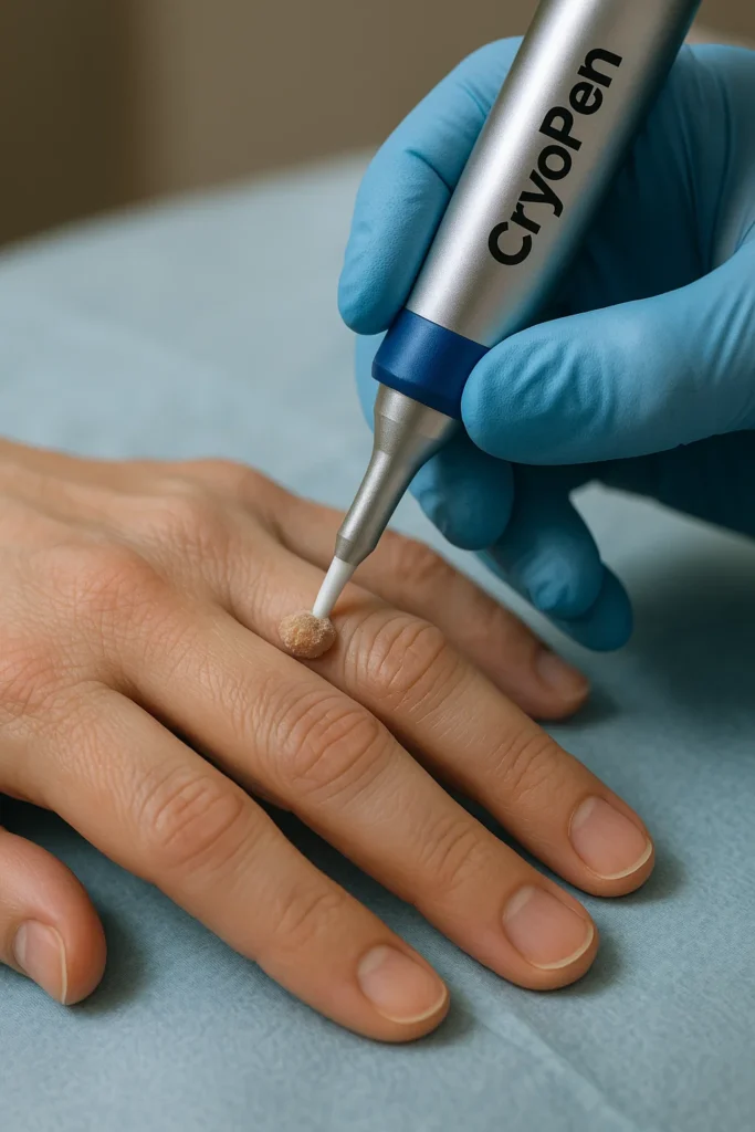 example of cryopen wart removal Greater London (Ealing) treatment on a persons finger