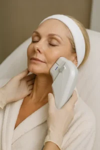 Woman receiving HIFU non surgical facelift treatment Greater London (Ealing)