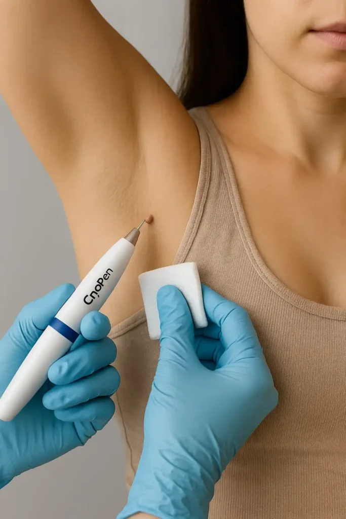 woman having cryopen to remove underarm skin tags Greater London (Ealing)